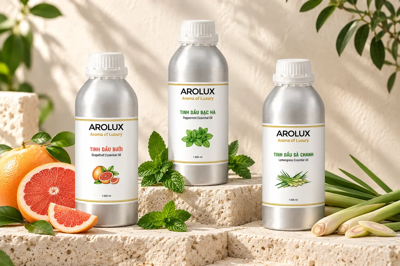 Tinh dầu bưởi, bạc hà và sả chanh Arolux